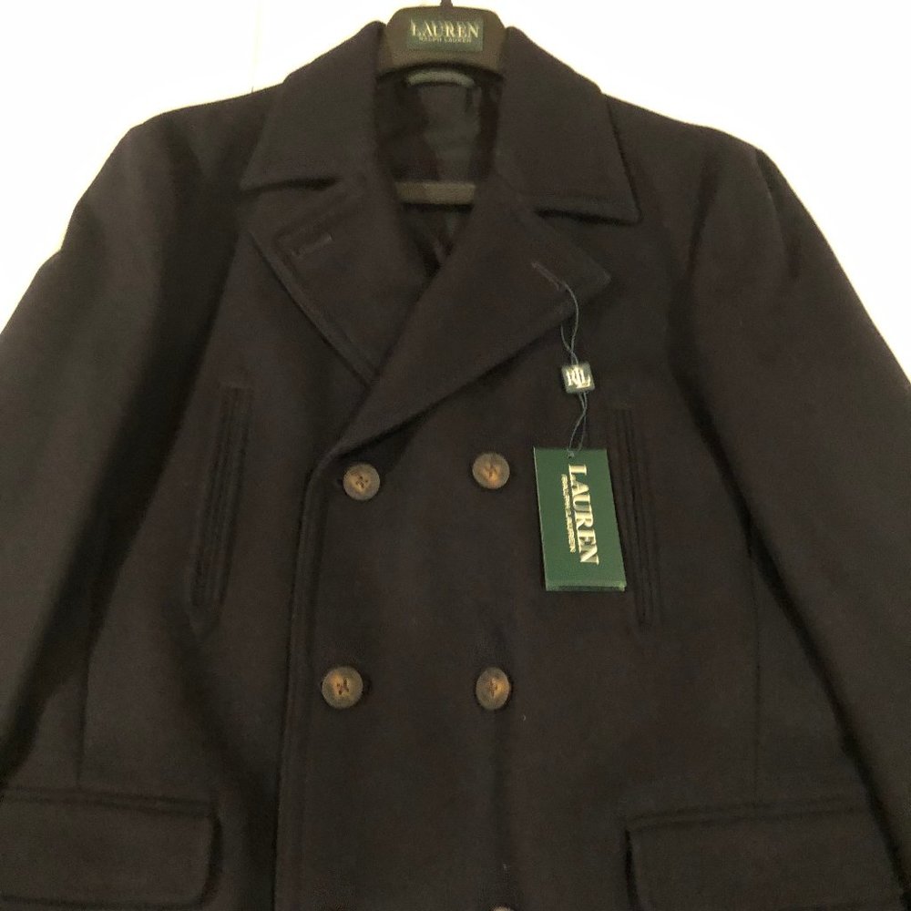 Lauren Ralph Lauren Big Boys Pea Overcoat - Dark Navy Wool - Picture 6 of 11